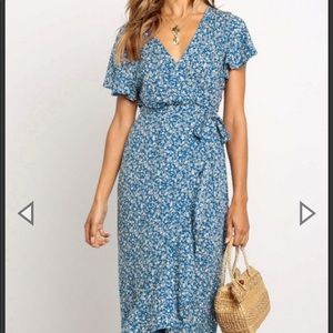COPY - Bohemian wrap maxi dress blue